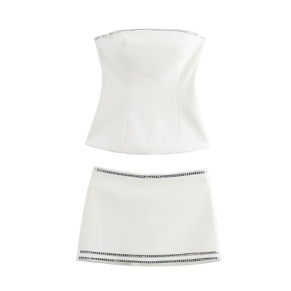 Variant image for Dam Set Strapless Top Trekvartsbyxor Polyester Street Fashion-9