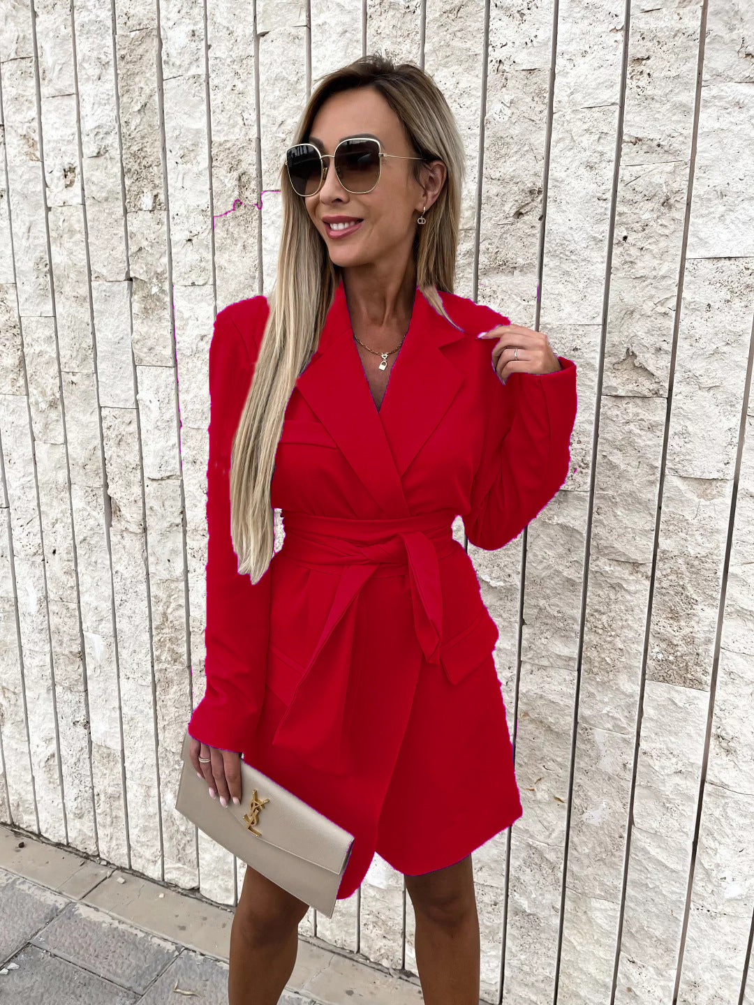 Kvinnors A-Line Klänning Bred Krage Polyester Midi 6