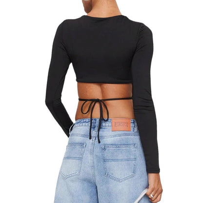 Dam Långärmad T-Shirt Enfärgad Polyester Regelbunden Passform-1