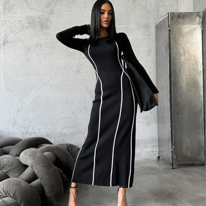 Dam Maxiklänning Tidlös Design Polyester Elegant Cirkulär Halsringning 2