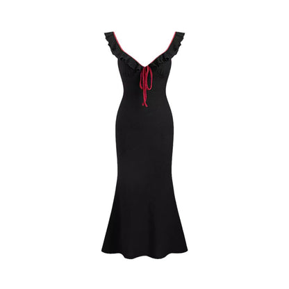 Kvinna Klänning Sjöjungfru Spaghetti Band Polyester-6