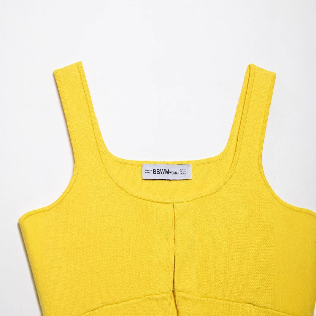 Dam Ärmlös Top med Beskuren Design Mjukt Stretchigt Material 3