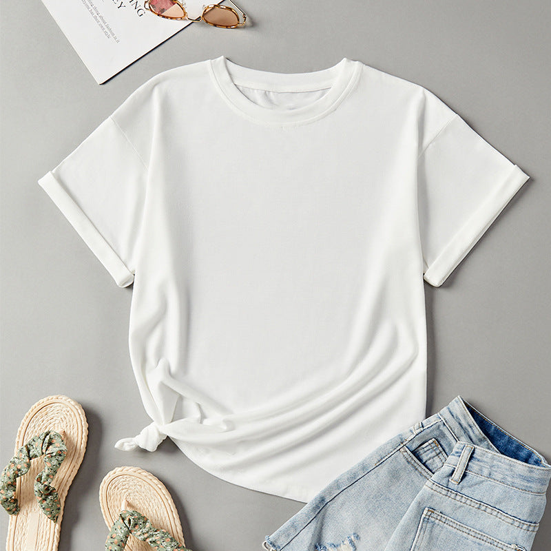 Dam T-shirt Kortärmad Löst Passform Polyester-2