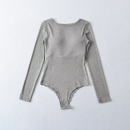 Kvinnor Bodysuit Långärmad Slim Fit Elastiskt Tyg 7