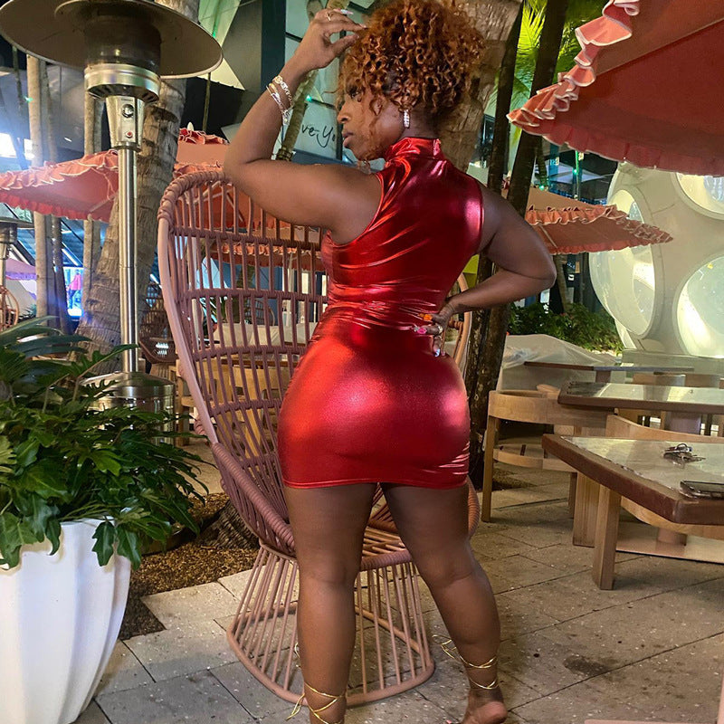 Kvinnors Bodycon Klänning Hög Midja Polyester-6