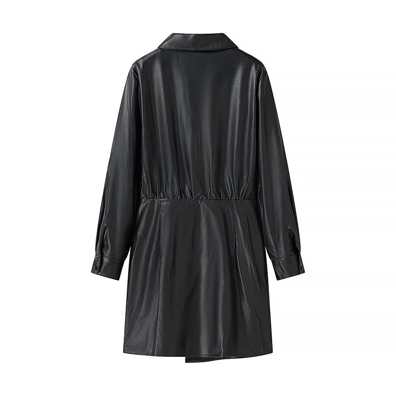 Kvinnors Jacka Wrap Syntetiskt Läder Elegant Design 2