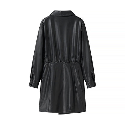 Kvinnors Jacka Wrap Syntetiskt Läder Elegant Design 2