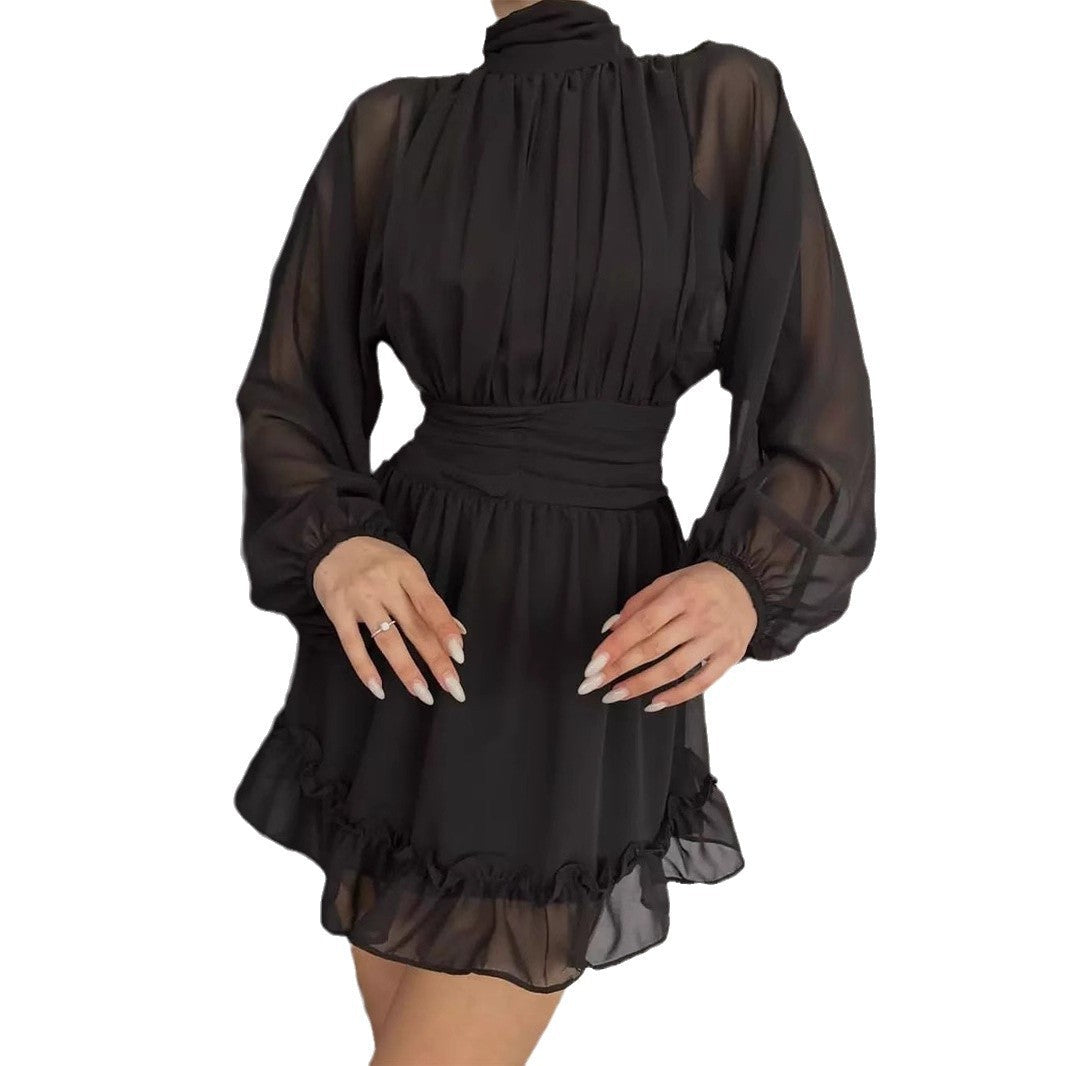 Kvinna Mini Kjol Veckad Polyester-5