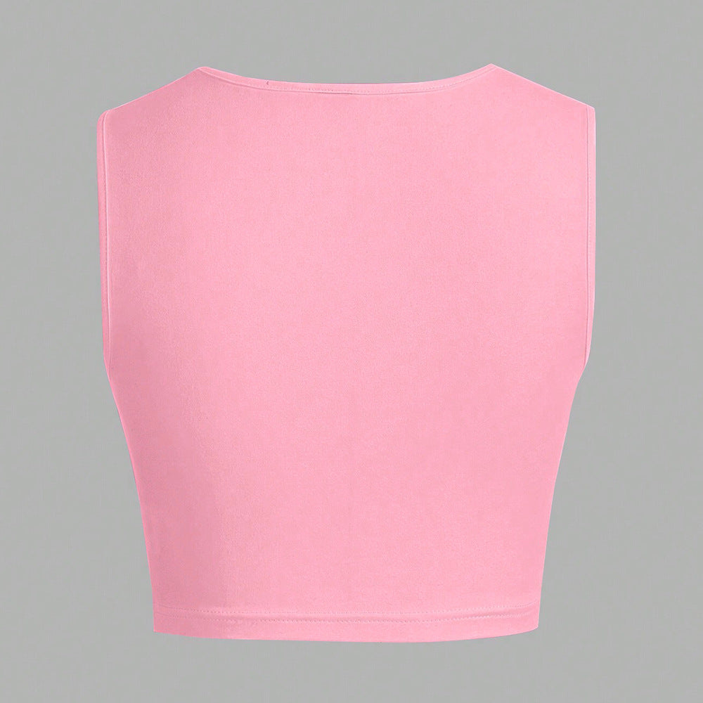 Dam Crop Top Spaghetti Band Polyester-5