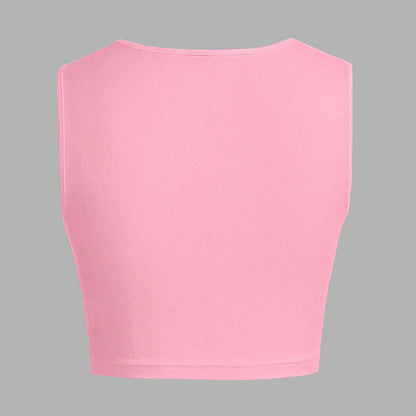 Dam Crop Top Spaghetti Band Polyester-5