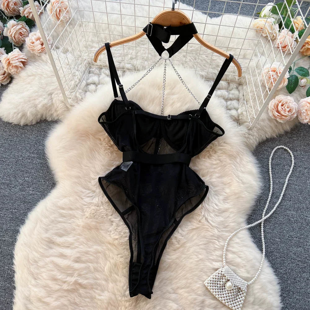 Damunderkläder Set Hög Midja Polyester Snygga Underkläder Body-4