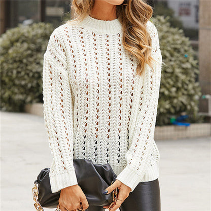 Dam Långärmad Tröja Geometrisk Mönster Akryl-1