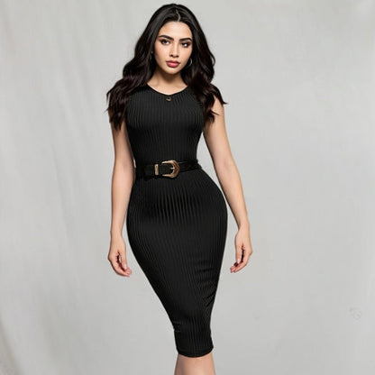 Dam Klänning Bodycon Ärmlös Midi Polyester Fina Dam Klänningar-2