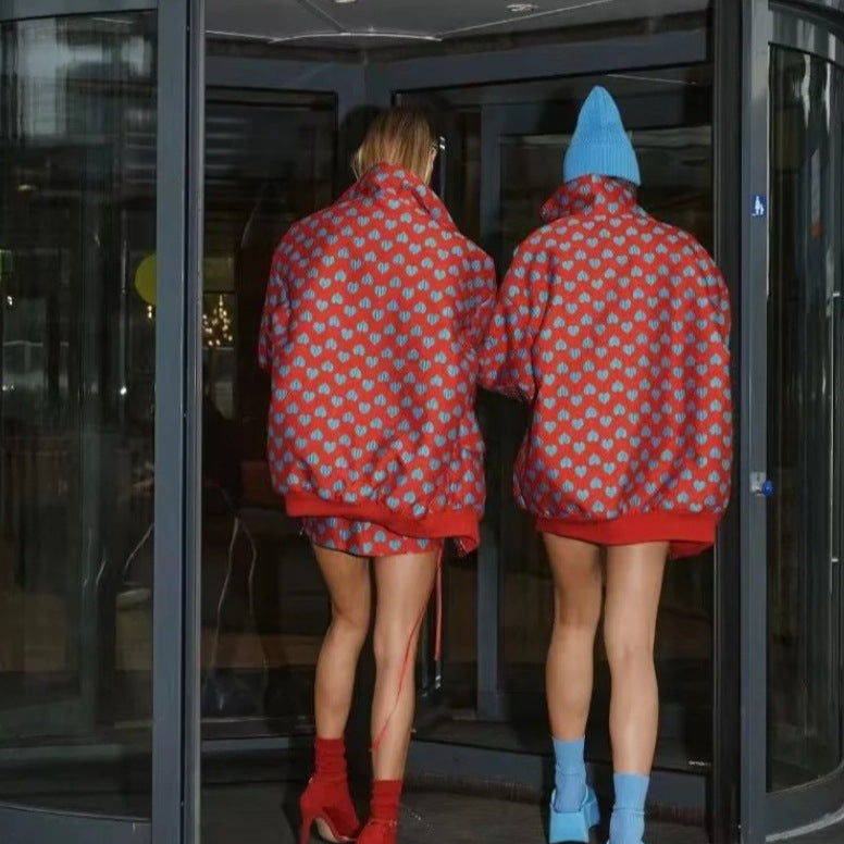 Minikjol med Hjärtmotiv i Polyester – Avslappnad Passform och Midjepassform för Vardags- och Festlook 3