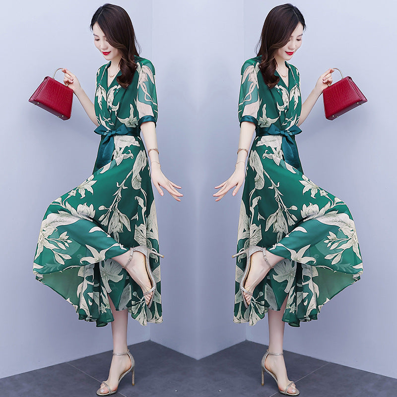 Maxiklänning Dam V-ringning Mjuk Polyester Elegant Design-2