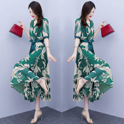 Maxiklänning Dam V-ringning Mjuk Polyester Elegant Design-2