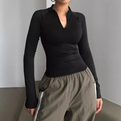 Variant image for Dam Kort Topp Halvöppen Krage Polyester Långärmad-1