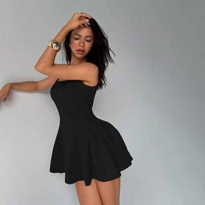 Kort Klänning Dam A-Line Enfärgad Polyester - Perfekt Festklänning och Sommarklänning-5