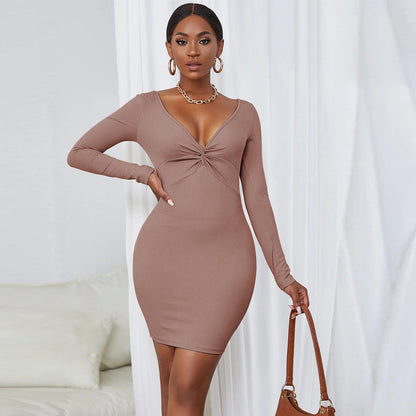 Variant image for Dam Bodycon Klänning Långärmad Enfärgad Polyester-6