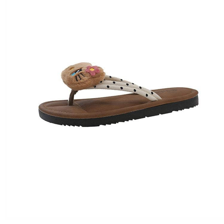 Dam Sandaler Tå Separator med Vadderad Fotbädd och Djurmotiv-6