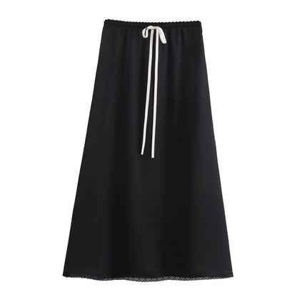 Variant image for Dam Midikjol A-Line Satin Elastisk Street Fashion-7