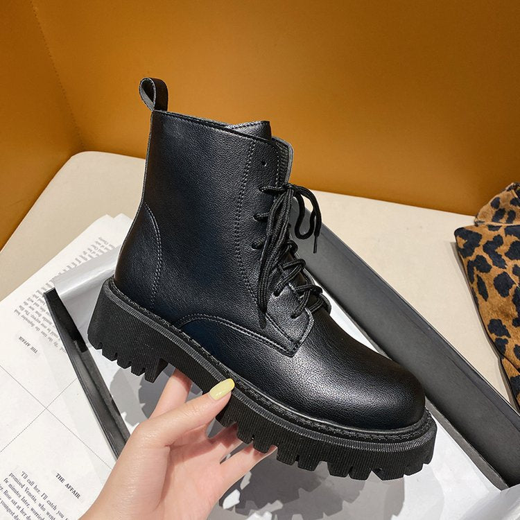 Dam Stövlar med Snörning och Trendig Profilsula i Svart Syntetiskt Läder – Medelhög Skafthöjd, Bekväm och Hållbar 5