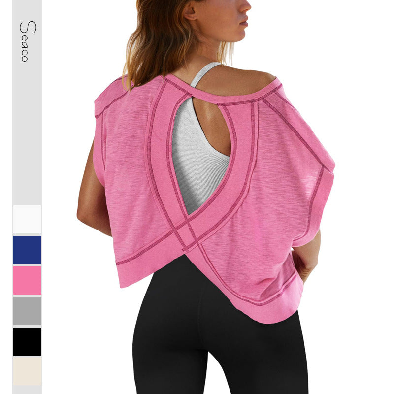 Dam T-shirt Raglan Loose Fit 100% Bomull för Träning och Vardag-2