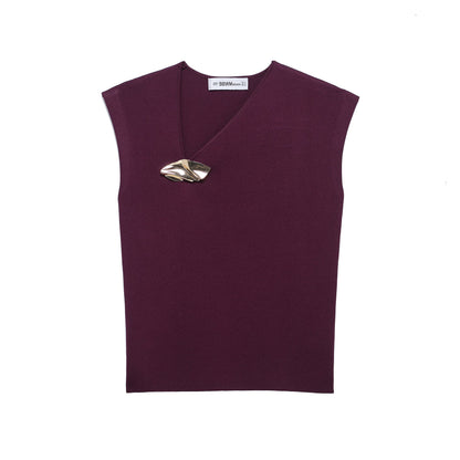 Dam Topp Draperad Andningsbart Material Elegant Silhuett-1