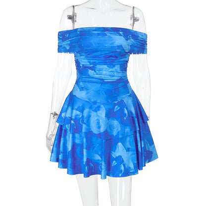 Variant image for Dam Sommarklänning Off-Shoulder Rufsade Detaljer Andningsbart Material-2