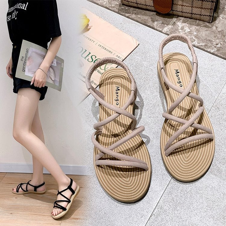 Kvinnors Sandaler Eleganta Remmar Lätt Material Icke-Slipssula-2