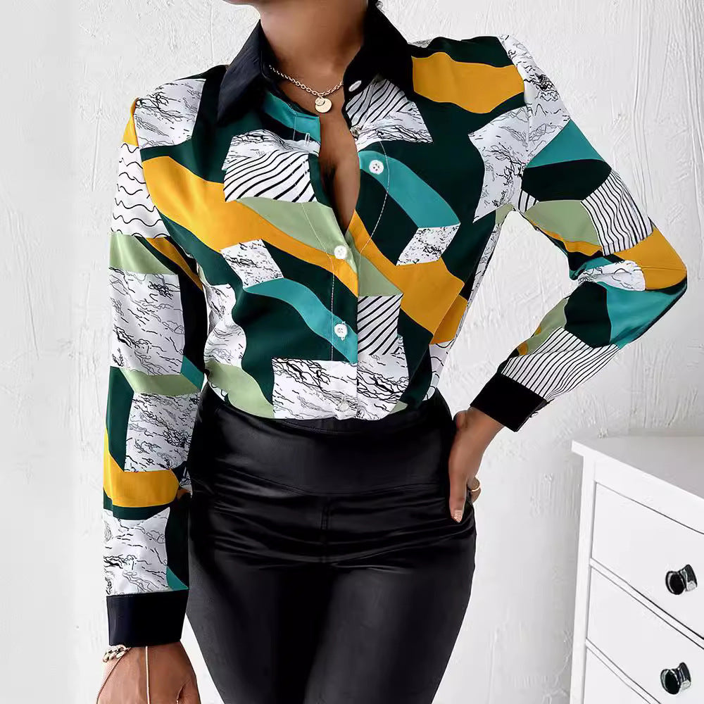 Herrskjorta Löst Snitt Digitalt Tryck Spandex-4