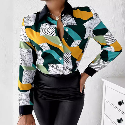 Herrskjorta Löst Snitt Digitalt Tryck Spandex-4