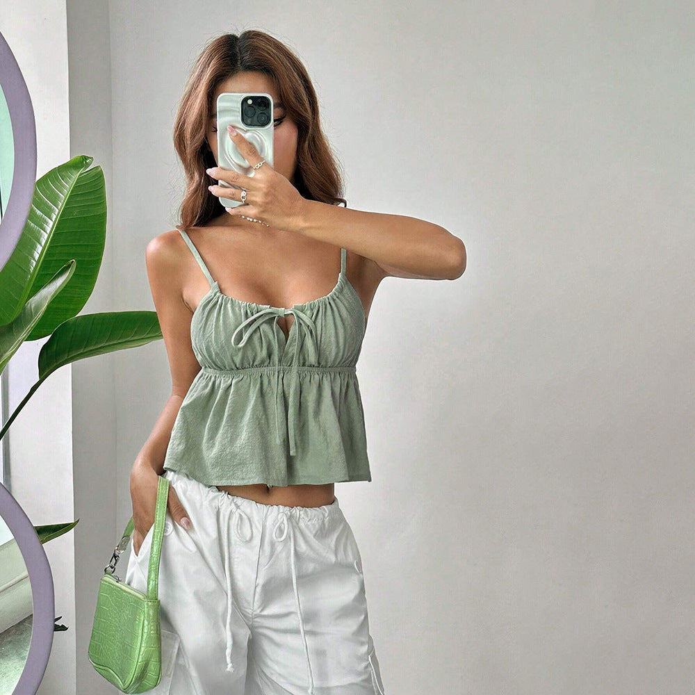 Dam Tanktopp Ärmellös Spaghetti Band Bomull 4