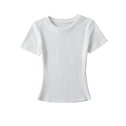 Dam T-Shirt Avslappnad Snitt Andningsbar Bomull-5