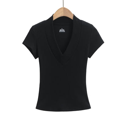 V-ringad Ribbad Topp för Dam i Bomullsmix – Perfekt Festtoppar och Vardagstopp 10