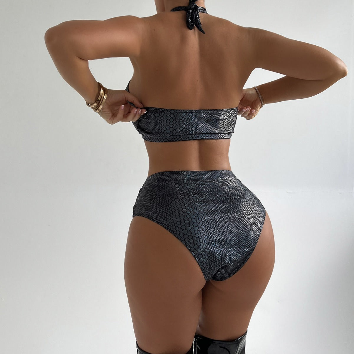 Dam Baddräkt Bikini Utskärningar Elastiska Tyger 3