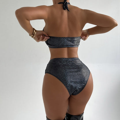 Dam Baddräkt Bikini Utskärningar Elastiska Tyger 3