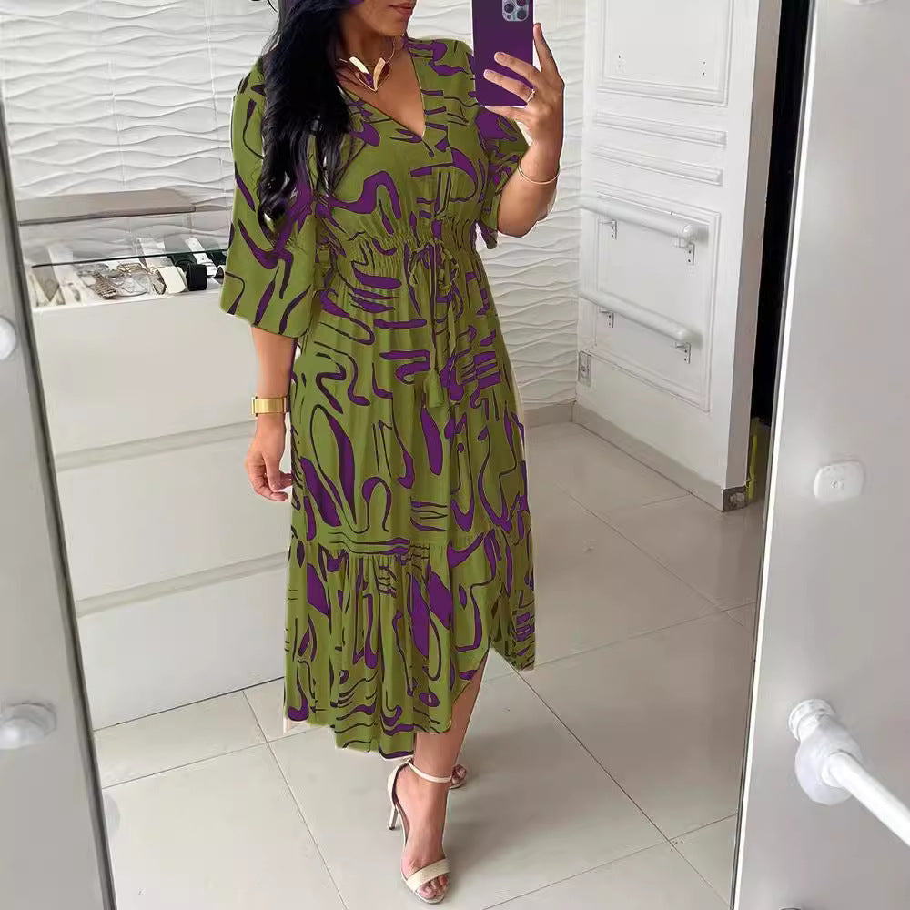 Fina Dam Klänningar Lång Klänning med Rynkade Ärmar i Polyester-5