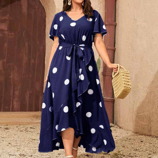 Dam Klänning Ruffled Midirock Elastisk Polyester-1