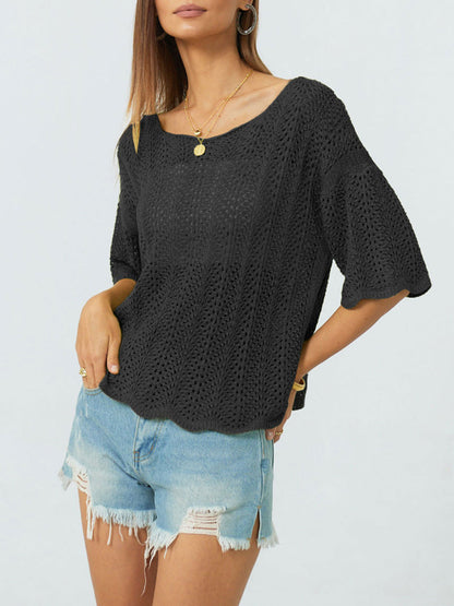 Dam Klänning Rund Halsringning Loose Fit Stickad Viskos-3