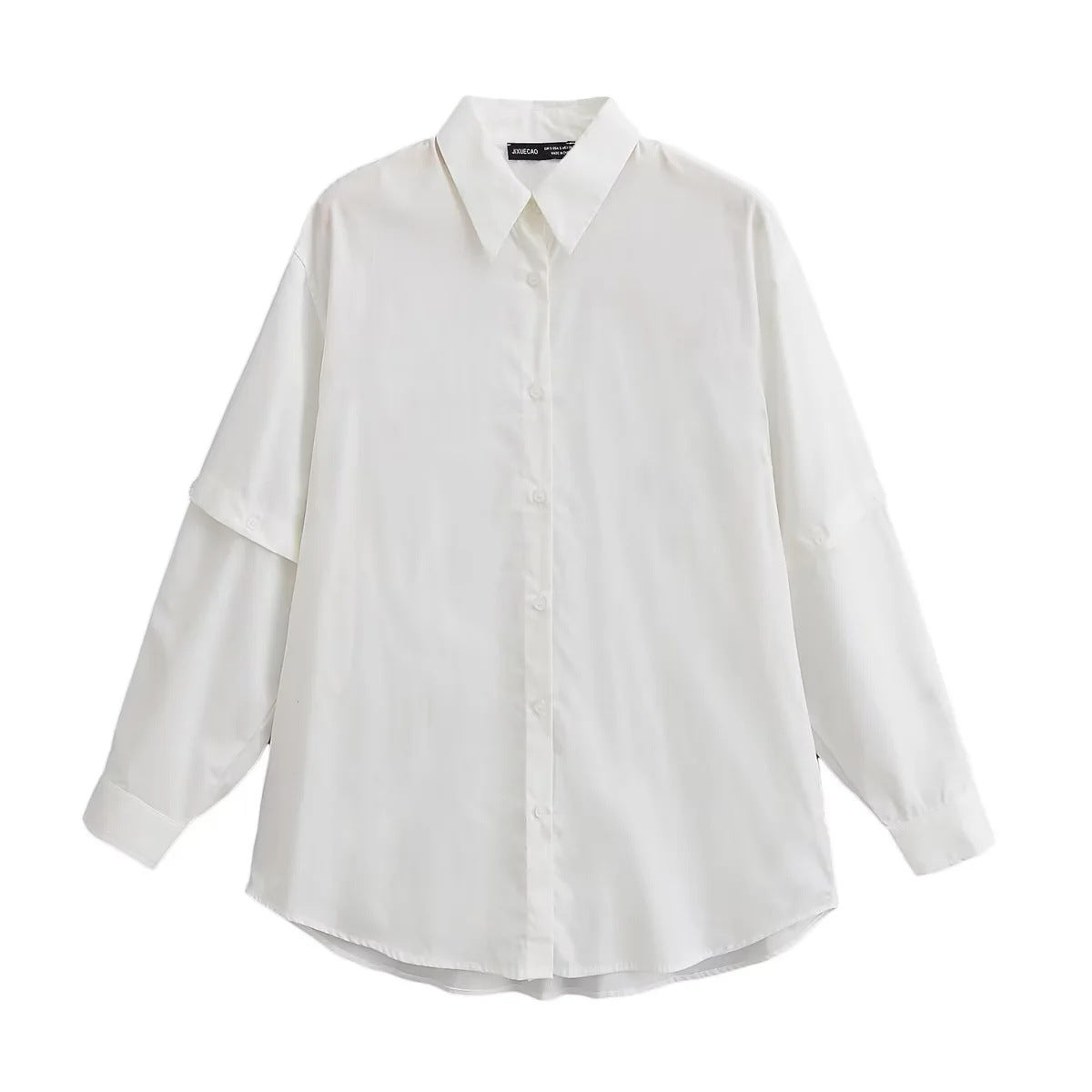 Vit Dam Blus Överdimensionerad Bomull Skjortablus 5