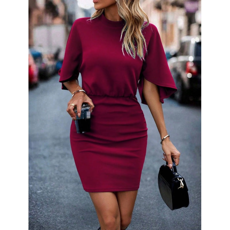 Variant image for Kvinnors Midjeklänning med Korta Ärmar Polyester-1