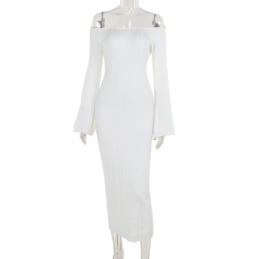 Maxiklänning Dam Axelfri Design med Ruffle Detaljer Mjukt Elastiskt Material 1