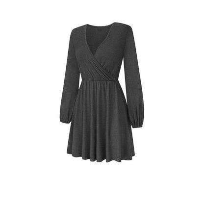 Kvinnors A-Line Kjol Djup V-ringning Högkvalitativt Tyg-5