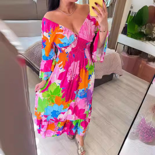 Fina Dam Klänningar Lång Strandklänning Lätt Polyester-5