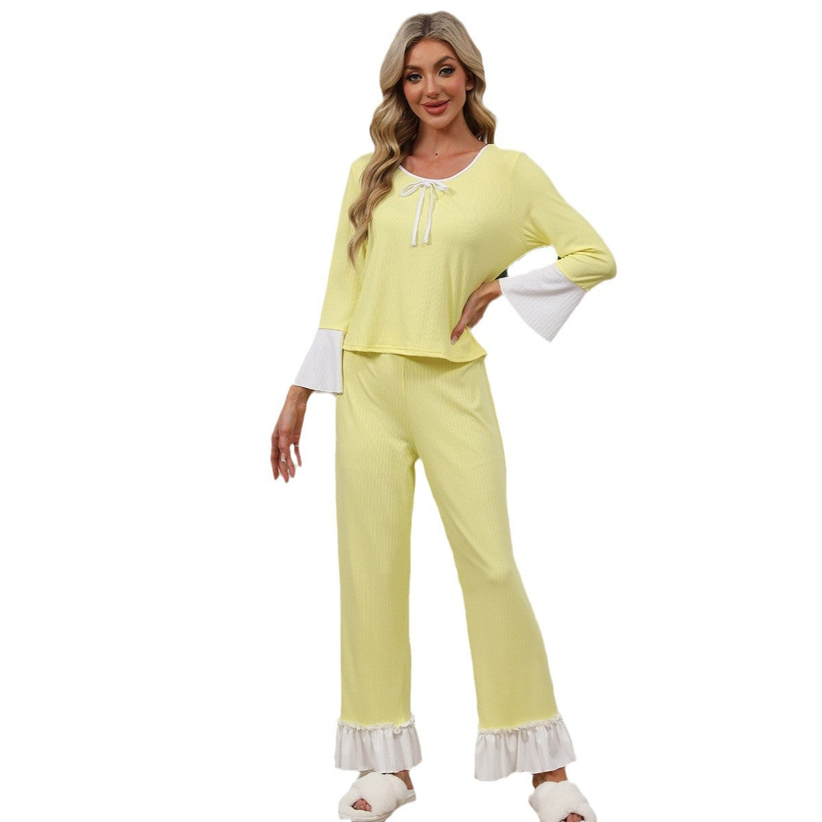 Kvinnors Hemkläder Set Långärmad Polyester 5