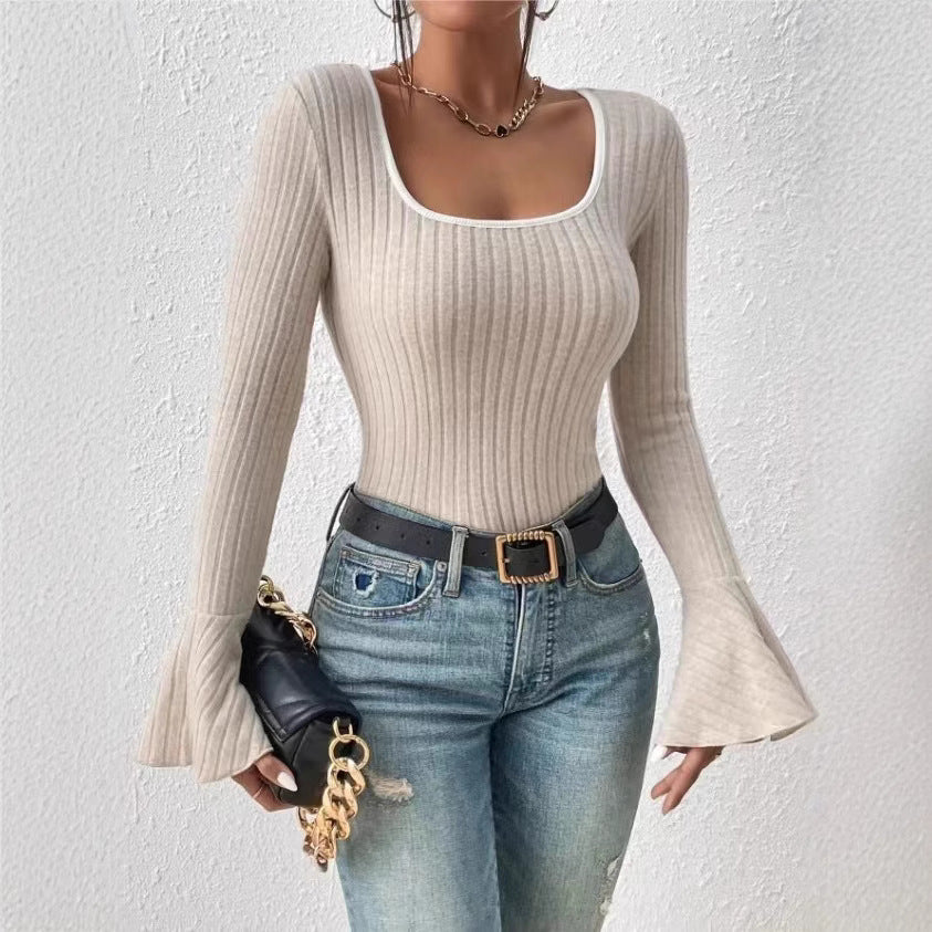 Variant image for Dam T-shirt Fyrkantig Hals Utställda Ärmar Polyester-4