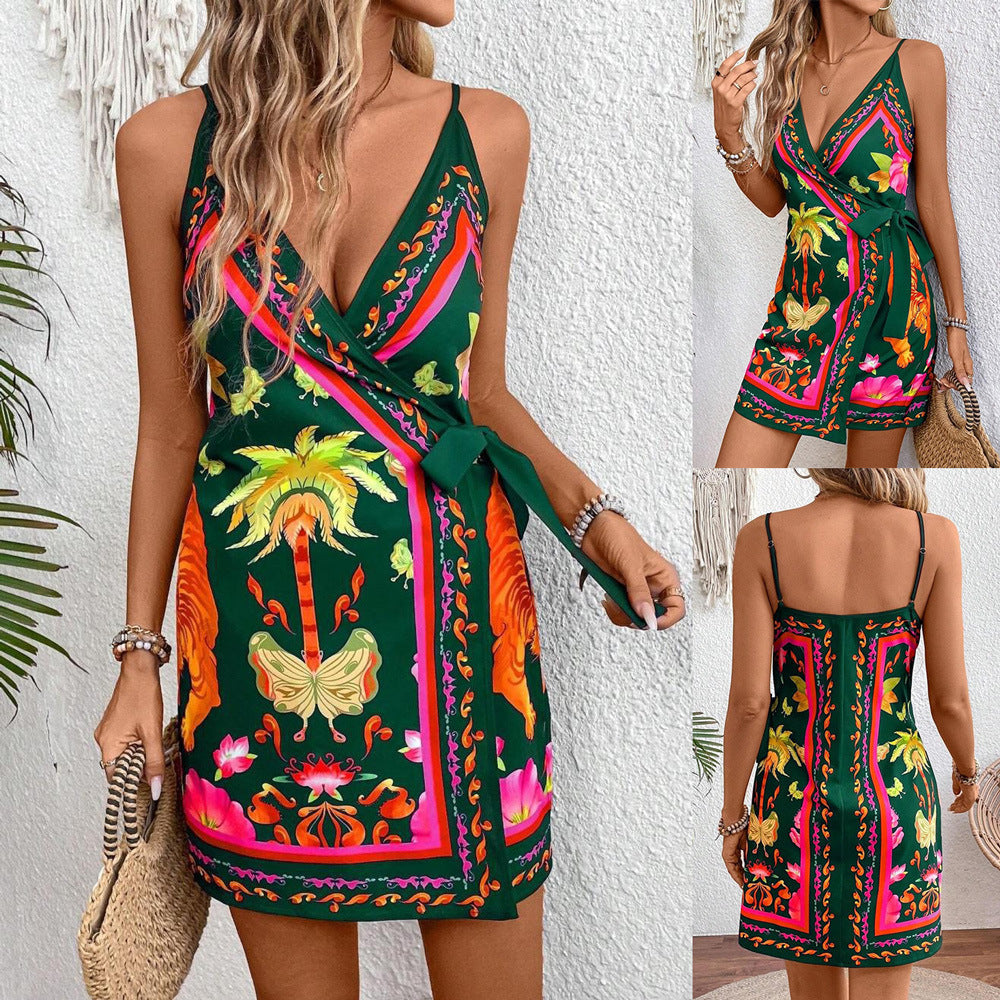 Dam Klänning Spaghetti Band Kort Polyester Urban Stil 2