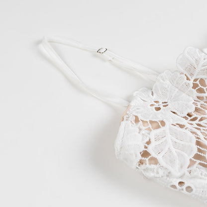 Dam Maxiklänning Ärmlös Spetshållare Polyester Sommar-4