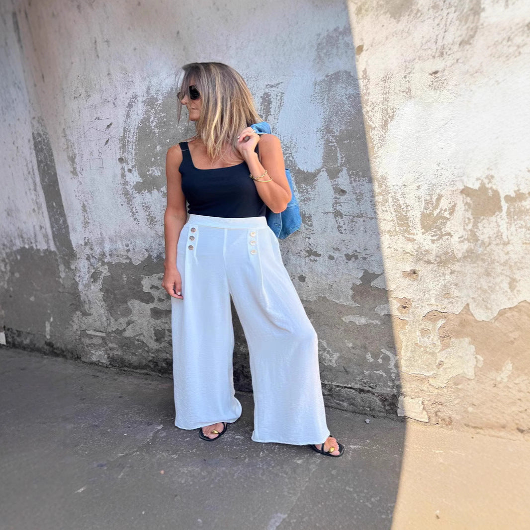 Snygga Byxor Dam Långa Vid Spandex Pendelstil-2